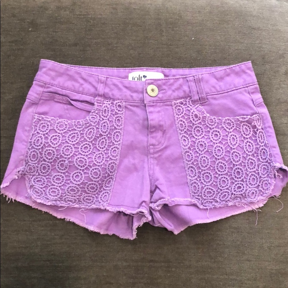 Purple jean shorts